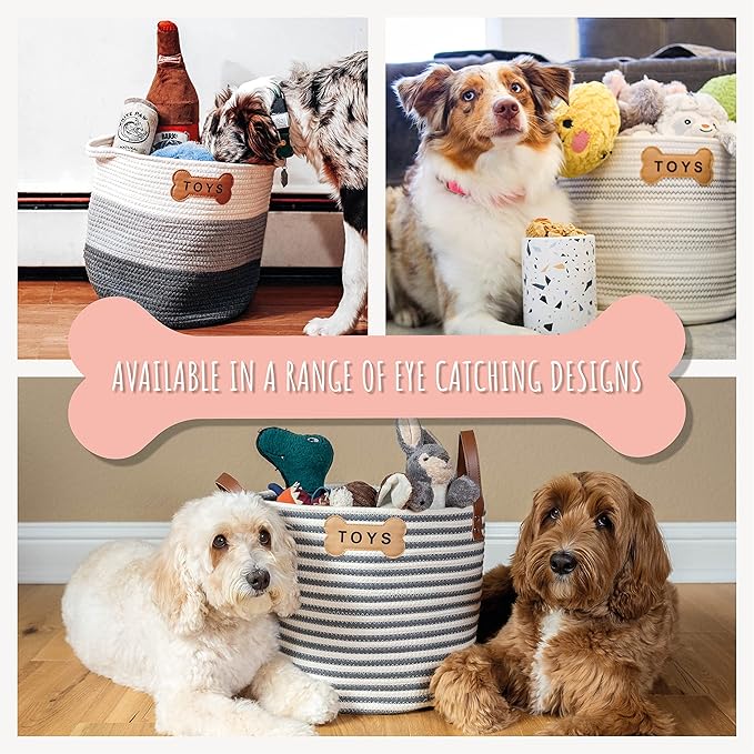 Park Life Designs - Dog Toy Storage for All Pets, Including Cats, Puppies, and Kittens (Capri, Blue, White Bone)