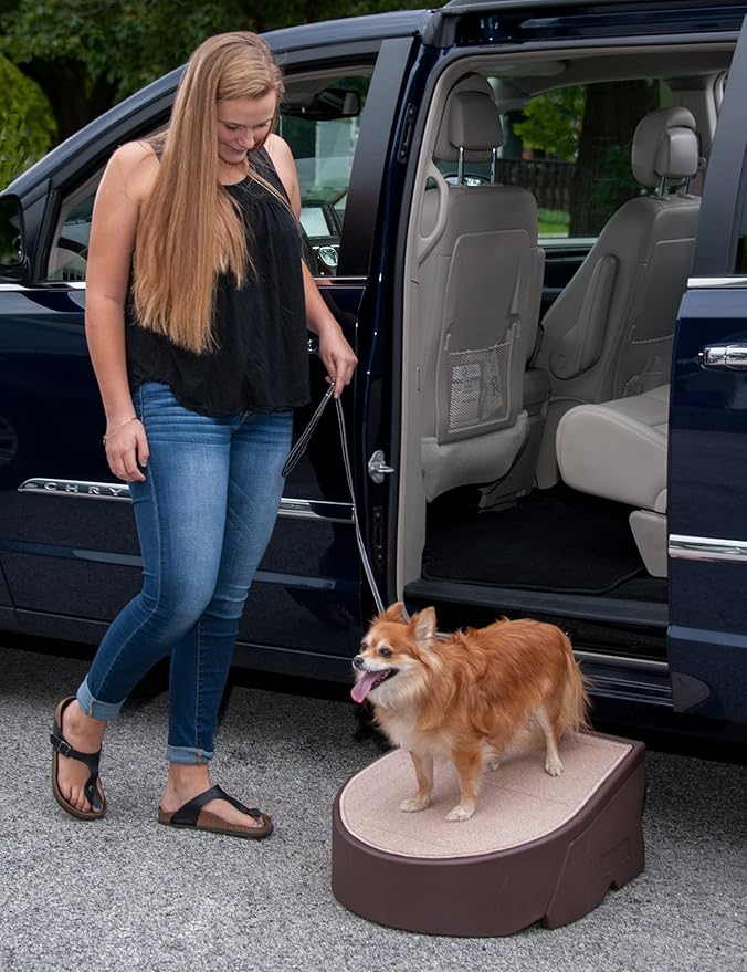 Pet Gear Stramp Stair and Ramp Combination for Dogs/Cats, Easy Step, Lightweight/Portable, Sturdy, Easy Assembly (No Tools Required), New Chocolate