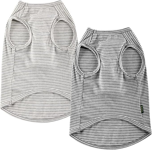 Dog Shirt,Combed Cotton T-Shirts,Soft Cool Boy Girl Tee for Large Dogs Bulldog,Grey Striped L