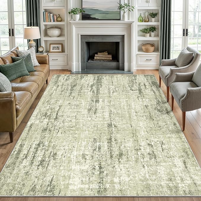 Valenrug Washable Rug 4x6 - Stain Resistant 4x6 Area Rugs for Living Room, Non Slip Backing Printed Rugs for Bedroom, Folable Machine Washable Area Rug(4'x6', Green)