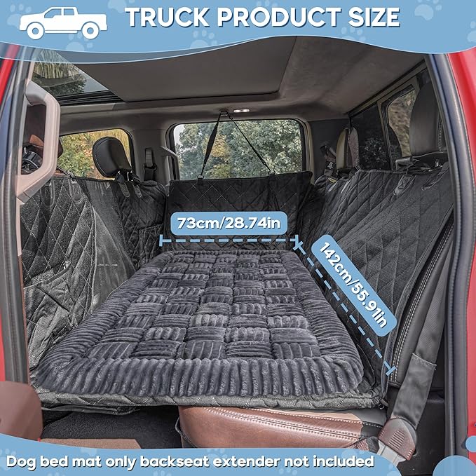 Dog Car Bed Mat, Non-Slip Backseat Extender Pet Blanket, Plaid Dog Bed for Trucks, Sedans & Large SUVs, Chew-Resistant Travel Pad for Dogs, Easy Clean & Scratch-Proof & Comfort竊?6"x28.7" Gray