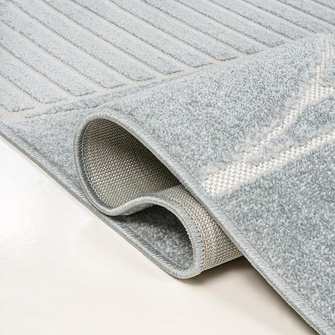 JONATHAN Y Nordby High-Low Arch Striped Light Blue/Cream Indoor/Outdoor Area Rug, 3x5, for Patio, Backyard, Living Room, Bedroom, Office, Hose-Washable (SCN104F-3)