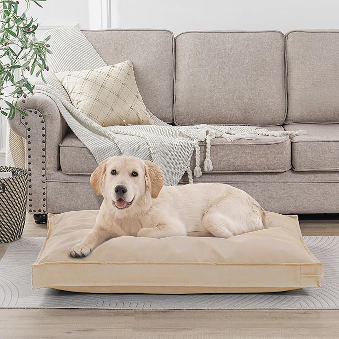 Dog Bed Covers Replacement Washable, Waterproof Dog Bed Cover with Zipper, 36Lx27Wx3H inch Durable Oxford Pet Bed Cover for Outdoor/Indoor Use, Cover Only, Khaki