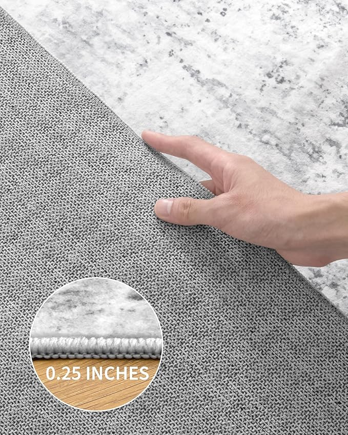 Art&Tuft 9x12 Area Rug, Anti-Slip Backing Abstract Area Rugs 9x12 Living Room, Stain Resistant Large Area Rugs for Living Room, Foldable Machine Washable Rugs (9'x12', 01-Grey)