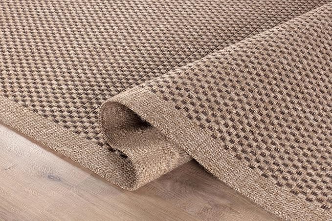 CAMILSON Easy Jute Round Rug 6ft Indoor Outdoor Natural Color Fiber Area Rugs for Living Room Patio and Kitchen Rug, Sisal Boho Woven Design Easy-Cleaning Washable Outside Carpet Alfombras (6 Round)