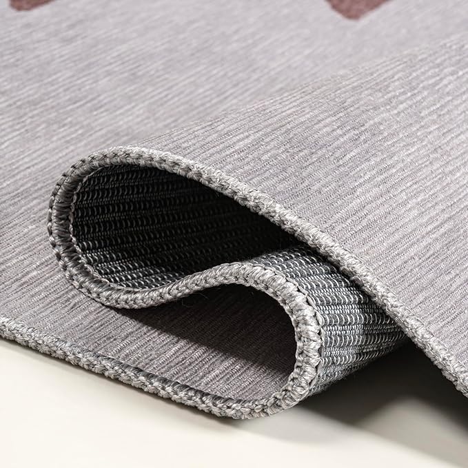 JONATHAN Y Machine Washable Gray/Brown Indoor Area Rug 3X5 ft, Chayton Minimalist Geometric for Living Room, Bedroom, Kitchen, Office, Easy-Cleaning, Pet-Friendly, Non-Shedding WSH110E-3