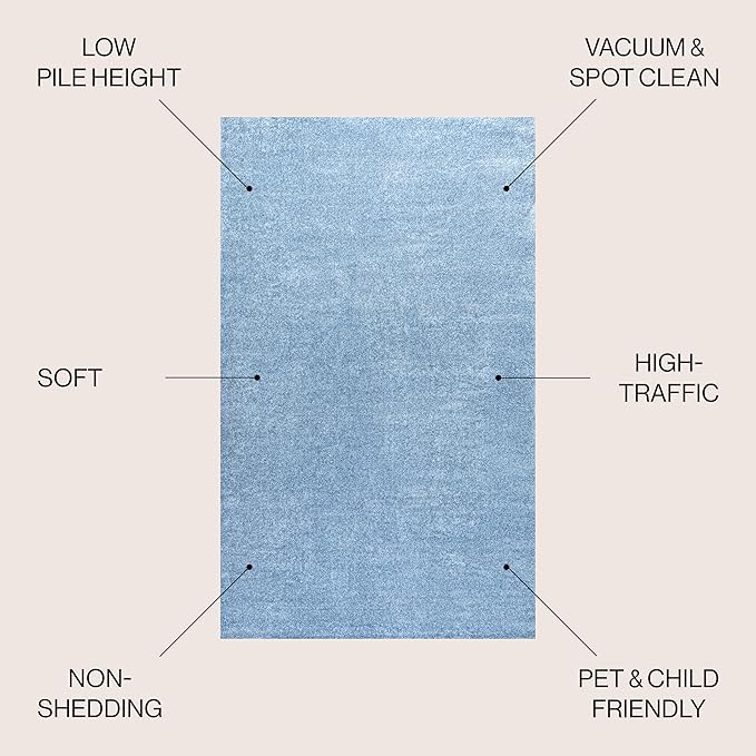 JONATHAN Y Haze Solid Low-Pile Classic Blue 6x6 Square Indoor Area Rug, Coastal,Bohemian,Minimalist,Classic, Easy-Cleaning for Living Room,Bedroom,Kitchen,Pet Friendly,Non-Shedding (SEU100F-6SQ)