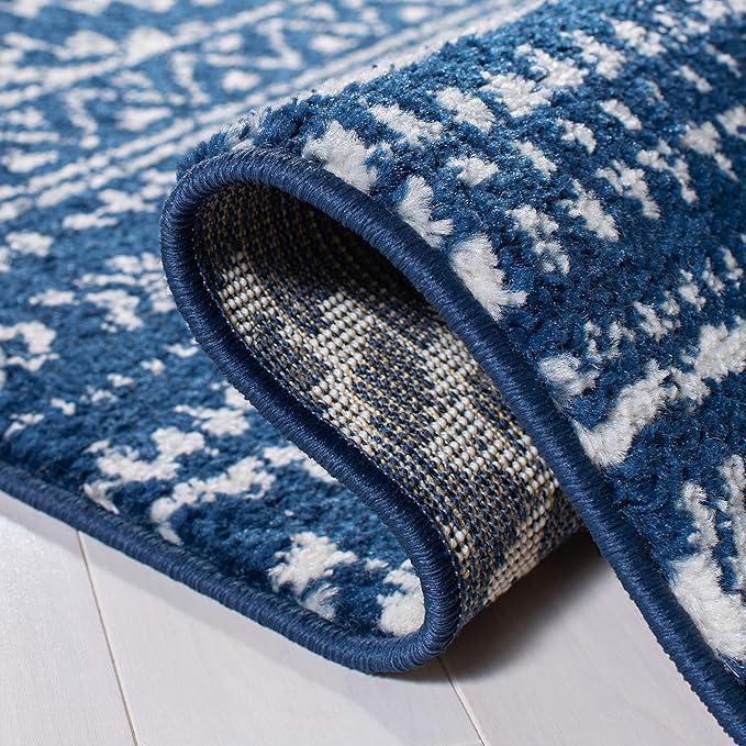 SAFAVIEH Tulum Collection Runner Rug - 2' x 7', Navy & Ivory, Moroccan Boho Tribal Design, Non-Shedding & Easy to Clean, Ideal for Living Room, Hallway, Foyer, Entryway, Bedroom (TUL272N)