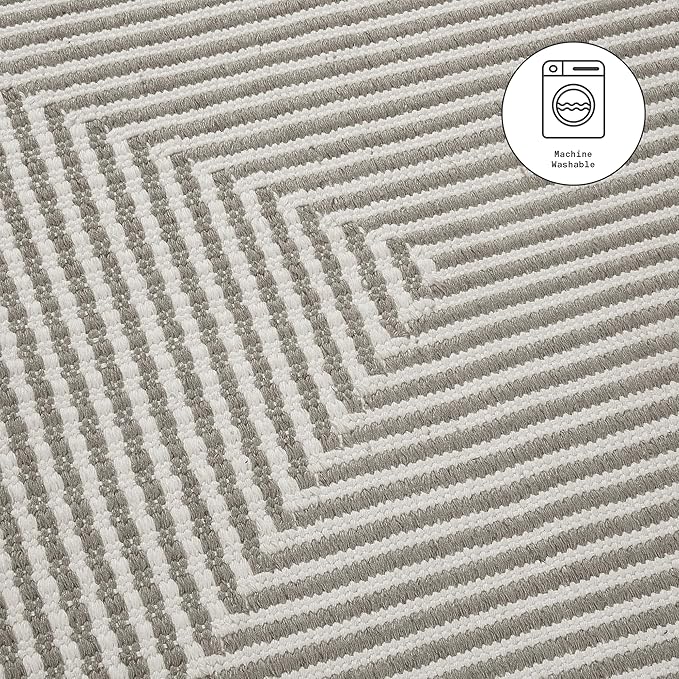 Fab Habitat Machine Washable Area Rug - Hand Woven, Stain Resistant, Pet Friendly - Premium Recycled Polyester Yarn - Contemporary - Bedroom, Living Room - Denver - Gray - 4 x 6 ft