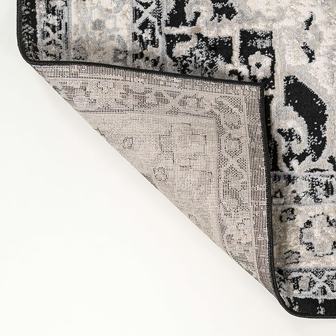 JONATHAN Y Vintage Medallion Indoor Area Rug 4X6 Black/Ivory, Modern Boho for Living Room, Bedroom, Kitchen, Office, Easy-Cleaning, High Traffic, Pet-Friendly, Non-Shedding MDP106F-4