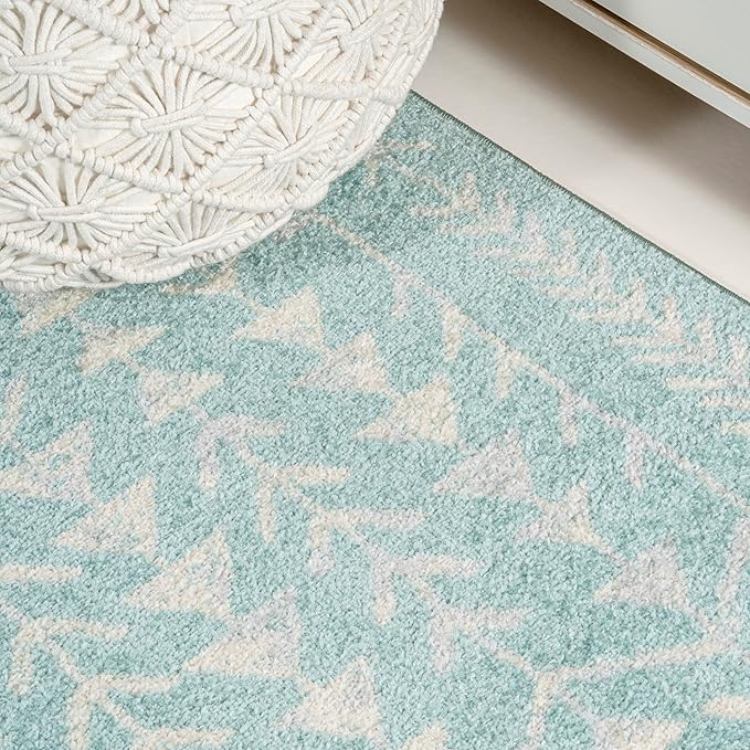 JONATHAN Y Ziri Moroccan Geometric Turquoise/Cream Indoor Area Rug, 4x6, Bohemian, Scandinavian, Easy-Cleaning for Living Room, Bedroom, Kitchen, Pet Friendly, Non-Shedding (MOH210E-4)
