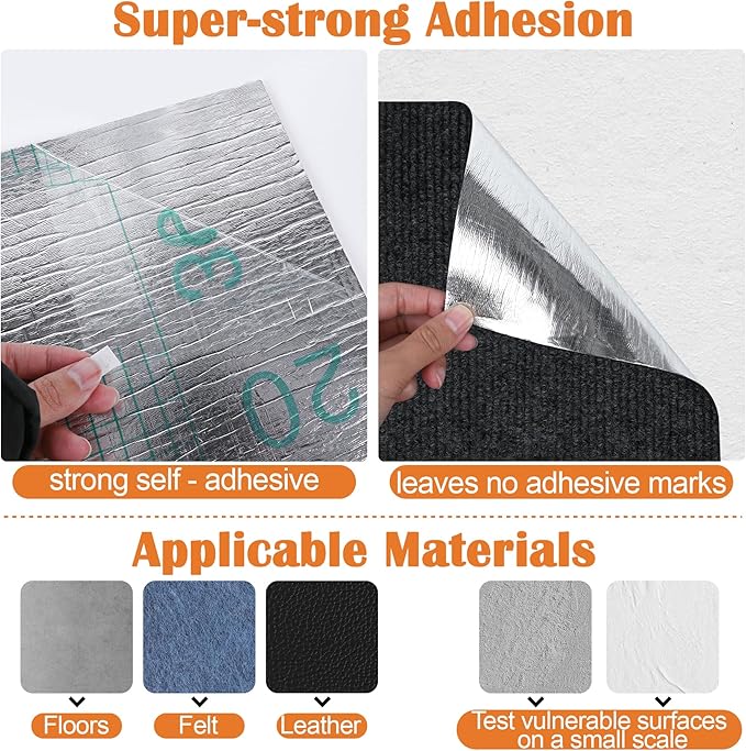 Cat Scratch Furniture Protector - 118" x 17" Trimmable Self-Adhesive Cats Claws Scratch Pads, DIY Cat Climbing Couch Protector for Scratch Post Cat Tree Replacement Indoor (Black)