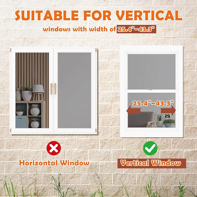 MAGIC UNION Window Catio for Indoor Cats, Cat Catio Outdoor Enclosure Window Box Perch w/Side Mosquito-Proof Wire Fits Double Hung Frames 25.4" to 43.3" Wide, Sunbathing Napping Overlooking (White)