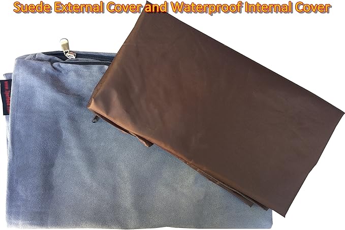 Dogbed4less Do It Yourself DIY Pet Bed Pillow Duvet Suede Cover + Waterproof Internal case for Dog/Cat at Medium 36"X29" Gray Color - Covers only