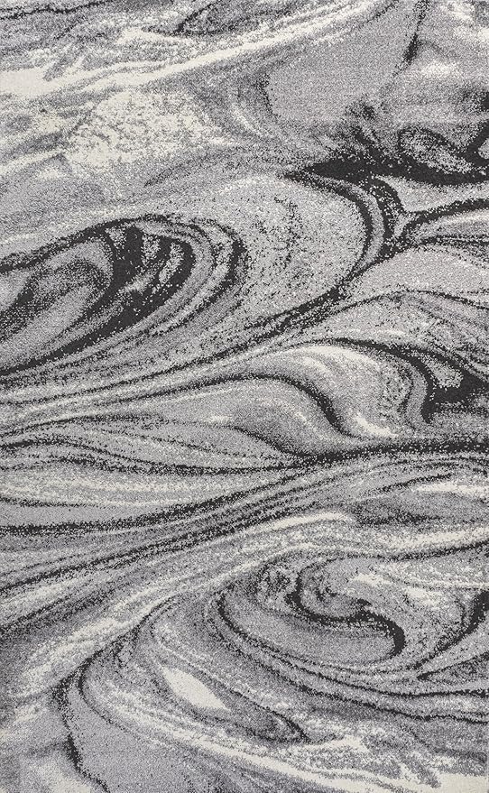 JONATHAN Y Viscon Abstract Marble Light Gray/Black Indoor Area Rug 4x6, Modern,Contemporary,Geometric,Casual, Easy-Cleaning for Living Room,Bedroom,Kitchen,Pet Friendly,Non-Shedding (SEU207A-4)