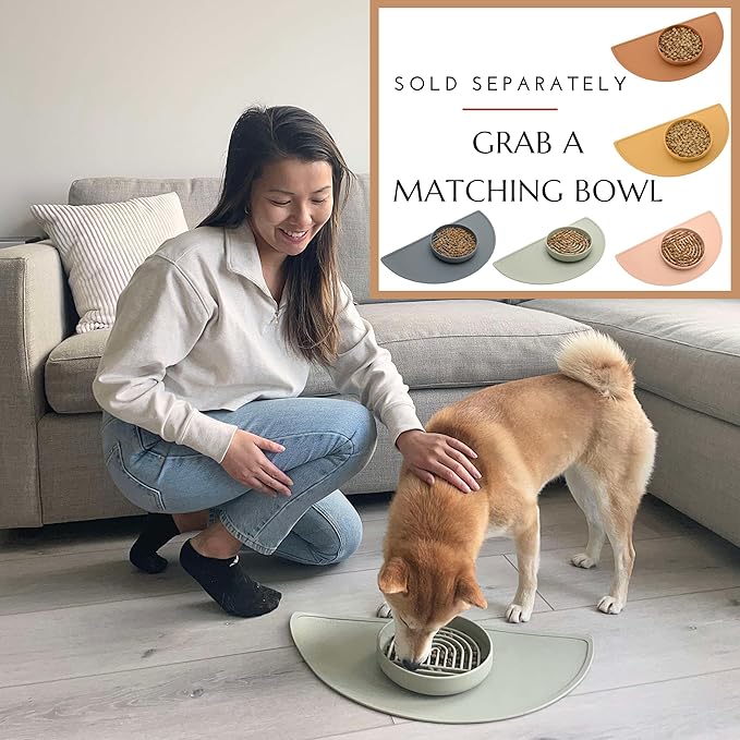 Should We Go? - Waterproof Silicone Pet Food Mat - Non-Slip Spill-Proof Feeding Mats for Floors, Raised Edge Design, Easy-to-Clean Rubber Mat for Dog & Cat Bowls, 28" Across x 14" Deep, Large-Charcoal
