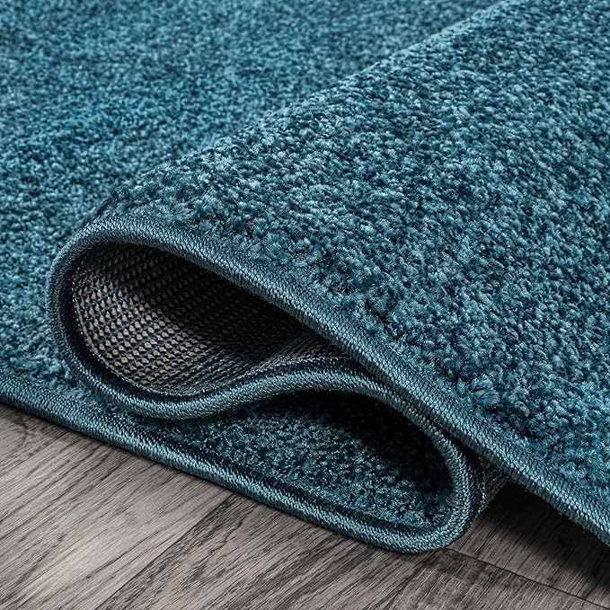 JONATHAN Y Haze Solid Low-Pile Turquoise Indoor Area Rug 8x10, Coastal,Bohemian,Minimalist,Classic, Easy-Cleaning for Living Room,Bedroom,Kitchen,Pet Friendly,Non-Shedding (SEU100H-8)