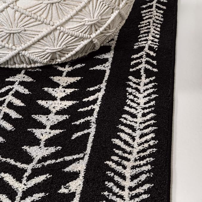JONATHAN Y Ziri Moroccan Geometric Black/Cream Indoor Area Rug, 3x5, Bohemian, Scandinavian, Easy-Cleaning for Living Room, Bedroom, Kitchen, Pet Friendly, Non-Shedding (MOH210C-3)