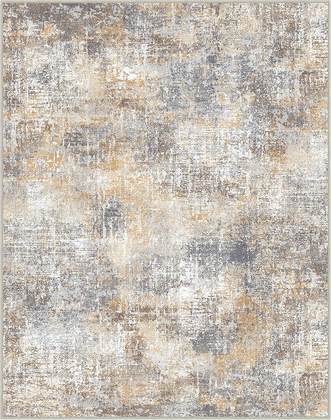 Area Rugs 8x10 for Living Room Bedroom, Modern Abstract Machine Washable Rug, Large Soft Low Pile Floor Cover with Non Slip Backing for Dining Room, Warm Beige Mist