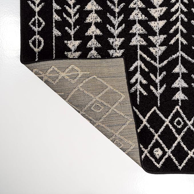 JONATHAN Y Ziri Moroccan Geometric Black/Cream Indoor Area Rug, 3x5, Bohemian, Scandinavian, Easy-Cleaning for Living Room, Bedroom, Kitchen, Pet Friendly, Non-Shedding (MOH210C-3)