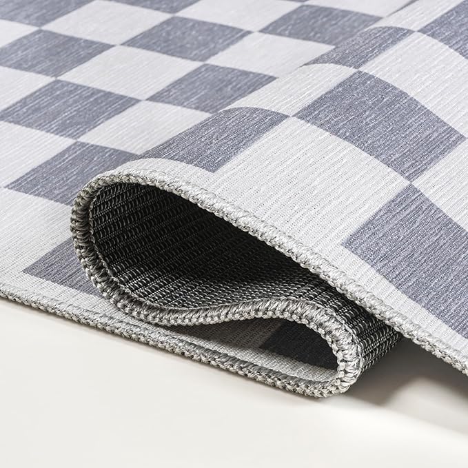 JONATHAN Y Machine Washable Indoor Area Rug 3X5 Purple Gray/White, Ainsley Modern Cottage Checkerboard for Living Room, Bedroom, Kitchen, Office, Easy-Cleaning, Pet-Friendly, Non-Shedding WSH126A-3
