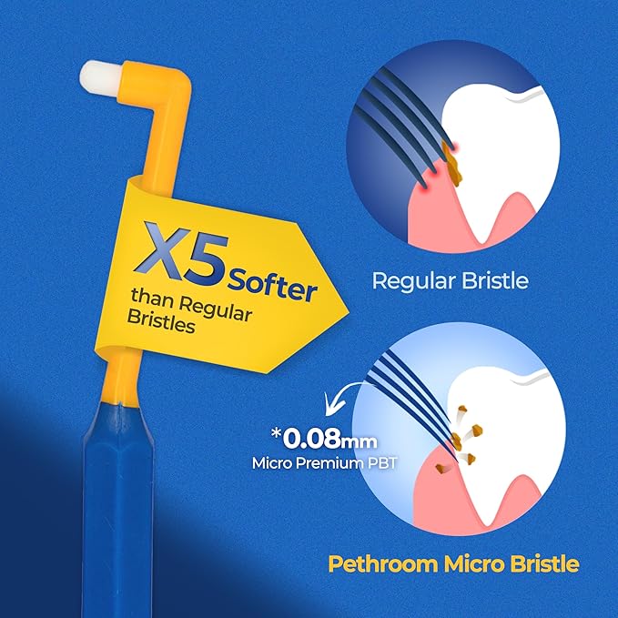 PETHROOM] Pet Toothbrush for Cats and Dogs | Round Shaped Head with Ultra Soft Bristle for Deep Cleaning Dental Care, Kitten and Small Dogs, Tartar Plaque Removal (Deep Point)