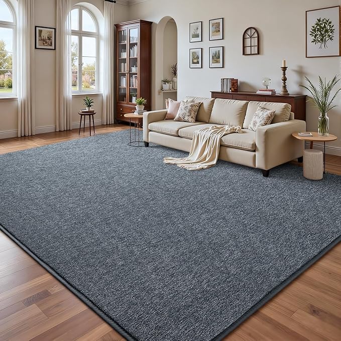 DweIke Rugs for Bedroom Living Room, 7x10 ft Blue Grey Area Rug, Washable Memory Foam Indoor Carpet, Modern Non-Slip Ultra Soft Carpets for Kids Boys Girls Adults Nursery Dorm Home Decor