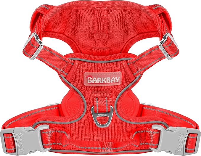 BARKBAY Dog Harness No Pull Mesh for Small Dogs - Adjustable, Reflective, Comfortable, No Choke, Heavy-Duty - Perfect for Outdoor Training, Walking, and Hiking - Strong & Durable - S & Red Mesh