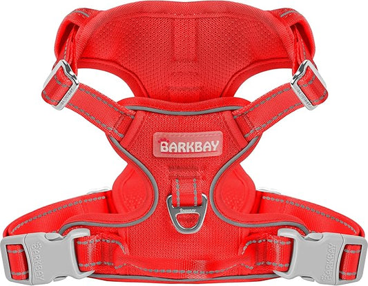 BARKBAY Dog Harness No Pull Mesh for Small Dogs - Adjustable, Reflective, Comfortable, No Choke, Heavy-Duty - Perfect for Outdoor Training, Walking, and Hiking - Strong & Durable - S & Red Mesh