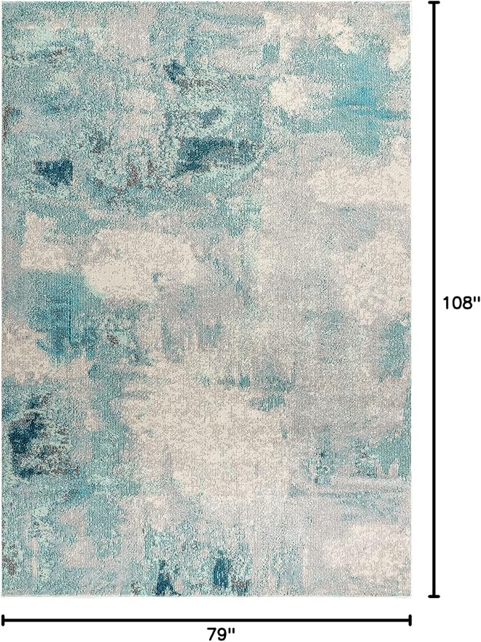 JONATHAN Y Modern Abstract Vintage Cream/Blue Indoor Area Rug, 6x9, Contemporary POP, Transitional, Easy-Cleaning for Living Room, Bedroom, Kitchen, Pet Friendly, Non-Shedding (CTP104A-6)