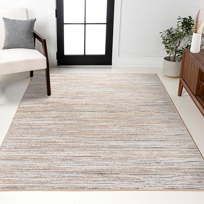 JONATHAN Y Loom Strie' Beige/Gray Indoor Area Rug 3X5 ft, Modern for Living Room, Bedroom, Kitchen, Office, Easy-Cleaning, High Traffic, Pet-Friendly, Non-Shedding SOR200D-3