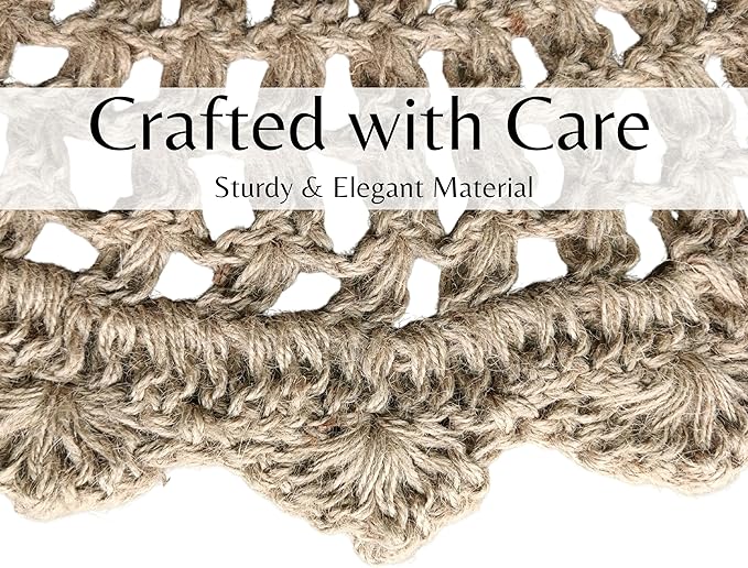 Hausattire Hand Woven Jute Crochet Rug, 3??Round ??Natural, Anti-Slip Accent Boho Entry Area Rugs for Kitchen, Living Room I Farmhouse Decorative Floor Rug, 3 Feet Round