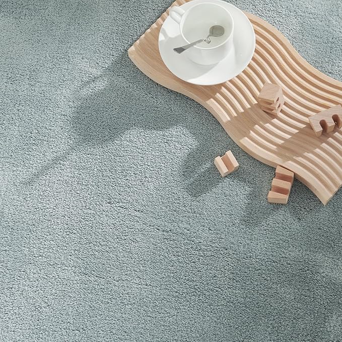 jinchan Solid Plush Area Rug 3x5 Performance Shaggy Washable Rug Indoor Soft Modern Faux Wool Cozy Non Slip Carpet for Living Room Kids Room Bedroom Dining Room Nursery Slate Blue
