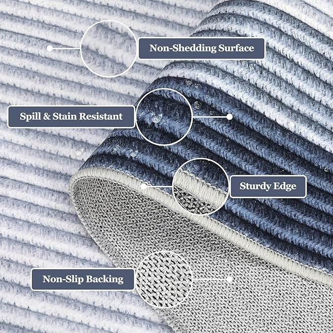 GarveeHome Washable Rugs 9x12 Area Rugs for Living Room, Modern Bordered Solid Rug Large Soft Carpet for Bedroom Non Slip Stain Resistant Neutral Carpet for Dining Room Nursery Dorm Farmhouse, 9x12