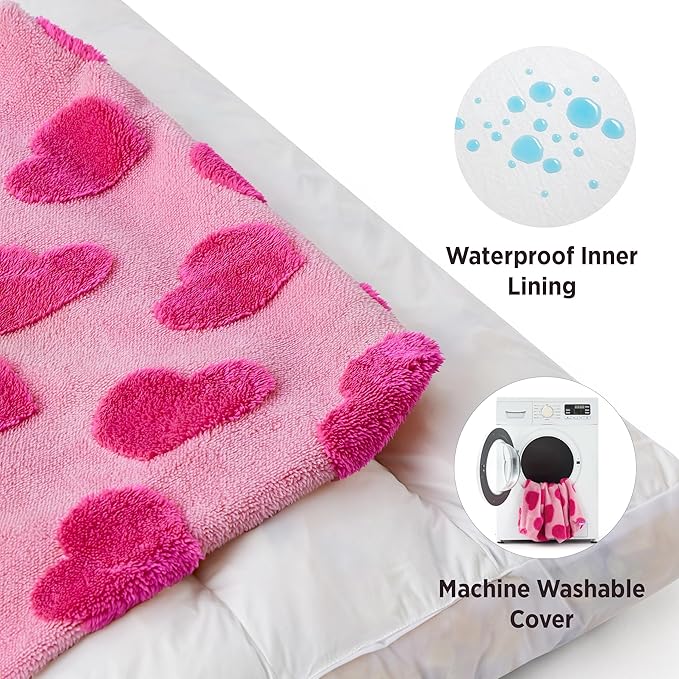 LE SURE Dog Beds Large Sized-Thick Shredded Chopped Foam Pet Bed Indoor Valentine's Day Gift for Pets, Washable Cute Modern Fuzzy Plush & Anti Slip Bottom,Lover Hearts