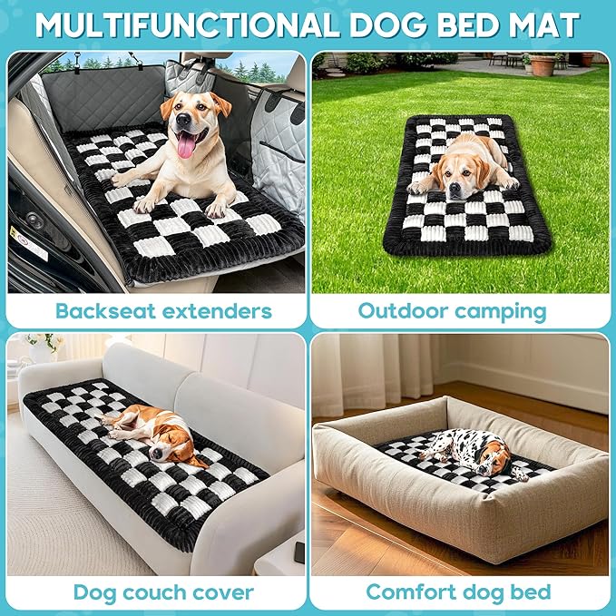 Dog Car Bed Mat, Non-Slip Backseat Extender Pet Blanket, Plaid Dog Bed for SUVs, Sedans & Trucks, Chew-Resistant Travel Pad for Dogs, Easy Clean & Scratch-Proof & Comfort (50"x24.6")