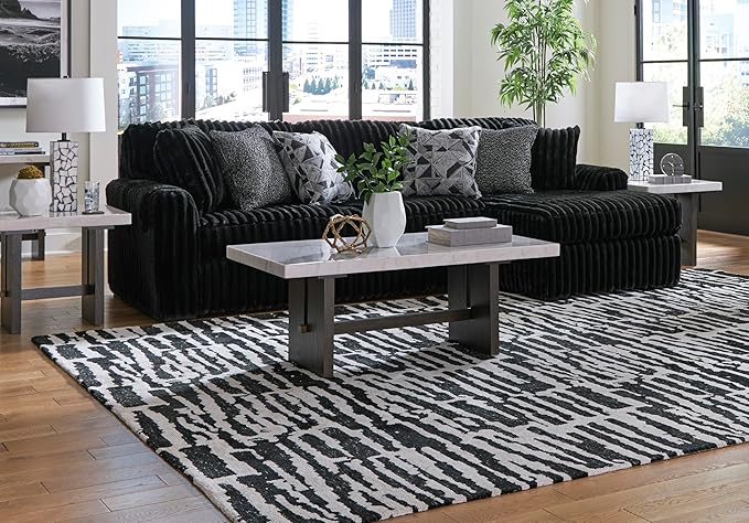 Signature Design by Ashley Midnight-Madness Contemporary L-Shaped 2-Piece Sectional Sofa with Chaise for Living Room, Black