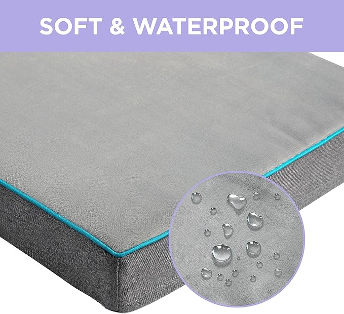 LE SURE Washable Dog Bed Cover Replacement - Large Size Flannel Plush Fleece Cover for Orthopedic Pet Mat 35x22x3 Inches, Grey