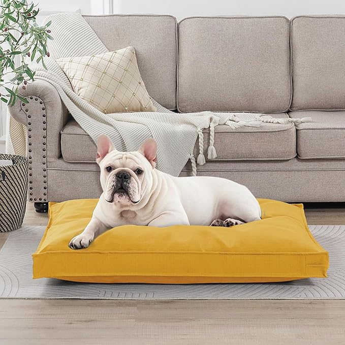 Dog Bed Covers Replacement Washable, Waterproof Dog Bed Cover with Zipper, 30Lx20Wx3H inch Durable Oxford Pet Bed Cover for Outdoor/Indoor Use, Cover Only, Yellow