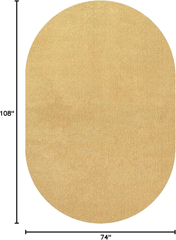 JONATHAN Y Haze Solid Low-Pile Mustard 6x9 Oval Indoor Area Rug, Coastal,Bohemian,Minimalist,Classic, Easy-Cleaning for Living Room,Bedroom,Kitchen,Pet Friendly,Non-Shedding (SEU100B-6OV)