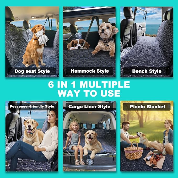 Dog Seat Covers for Back Seat,Pet Hammock for Cars, Waterproof Backseat Cover for Dogs in Car, Heavy Durable Car Hammock for SUV with Mesh Window, Non Slip Dog Car Seat Covers for Small SUV,RAV4,CRV