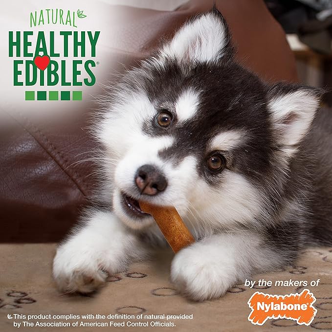 Nylabone Healthy Edibles Natural Puppy Chews Long Lasting Treats for Puppies, Turkey & Sweet Potato Flavor, X-Small/Petite (8 Count)