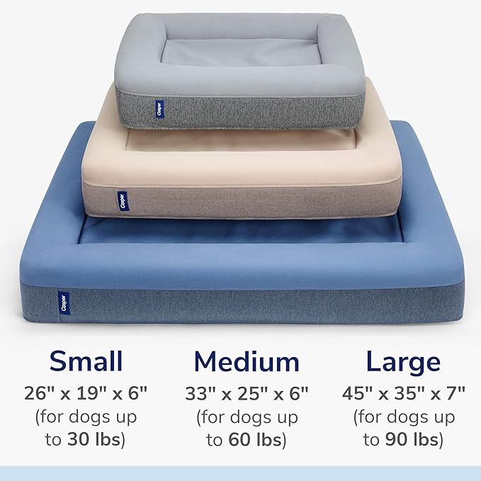 Casper Dog Bed, Plush Memory Foam, Large, Sand, 35.0"L x 45.0"W x 7.0"Th
