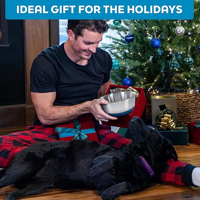 Master Pet Supply Stainless Steel Dog Bowls Set of 2 with Extra Thick Silicone Base - 16 Cup (128 oz) Black Velvet, Non-Slip, Dishwasher Safe Metal Bowls, Pet Dog Food Bowl for Dogs, Cats, Anti Rust