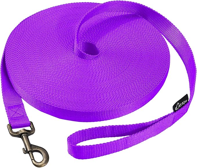 HIKISS Long Dog Leash Obedience Recall Training Agility Lead with Thickening Material for Large Dog - 15ft 20ft 30ft 50ft 100ft Training Leash(Purple 100ft)