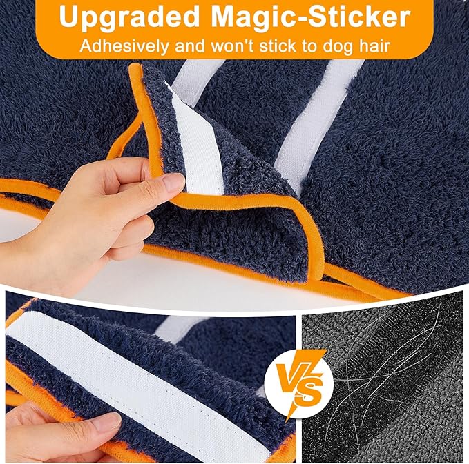 Bienbee Dog Bathrobe, Quick Drying Super Absorbent Dog Robes for After Bath, Warm Keeping Dogs Towel, Dogs Bath Supplies, Navy Blue L