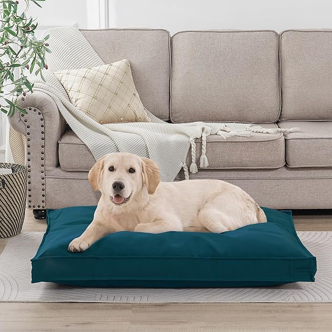 Dog Bed Covers Replacement Washable, Waterproof Dog Bed Cover with Zipper, 36Lx27Wx3H inch Durable Oxford Pet Bed Cover for Outdoor/Indoor Use, Cover Only, Cyan