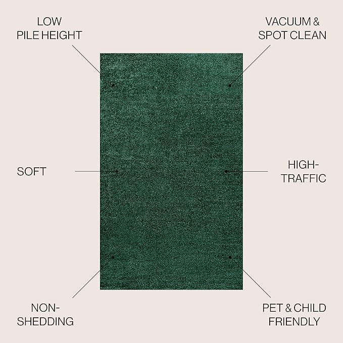 JONATHAN Y Haze Solid Low-Pile Emerald 6x9 Oval Indoor Area Rug, Coastal,Bohemian,Minimalist,Classic, Easy-Cleaning for Living Room,Bedroom,Kitchen,Pet Friendly,Non-Shedding (SEU100L-6OV)