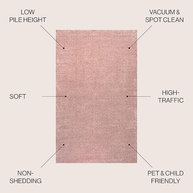 JONATHAN Y Haze Solid Low-Pile Pink 4x6 Oval Indoor Area Rug, Coastal,Bohemian,Minimalist,Classic, Easy-Cleaning for Living Room,Bedroom,Kitchen,Pet Friendly,Non-Shedding (SEU100P-4OV)