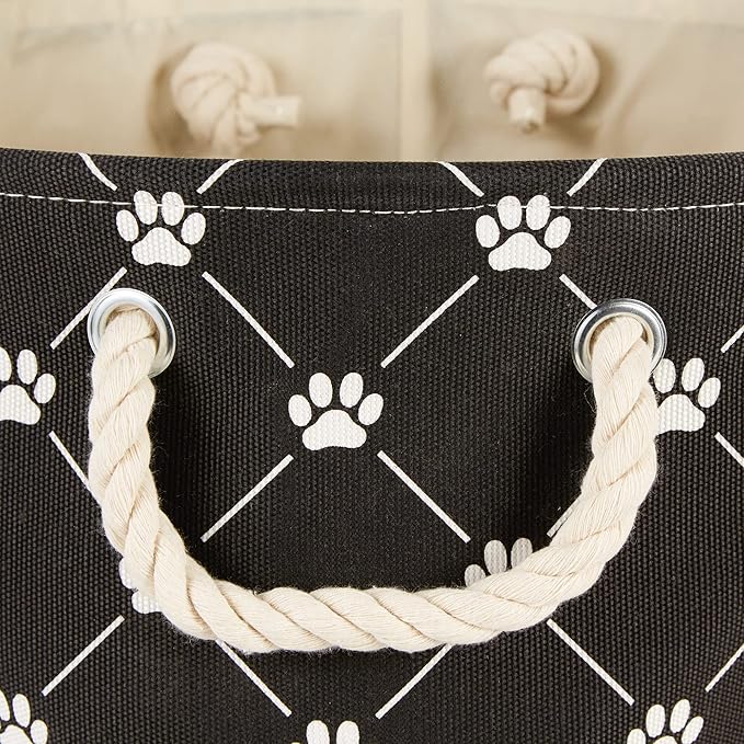 Bone Dry Pet Storage Collection Paw and Bone Print, Small Rectangle, 14x8x9, Black Trellis